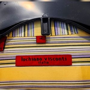 Luciano Visconti dress shirt. Size M. Yellow with multi white, purple, and more.